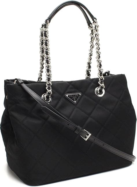 prada tote quilted chain tessuto black|prada foldable shopping tote.